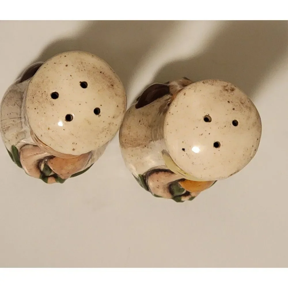 Vintage 70s Ceramic Groovy Mushroom Salt & Pepper Shaker Set 4.5